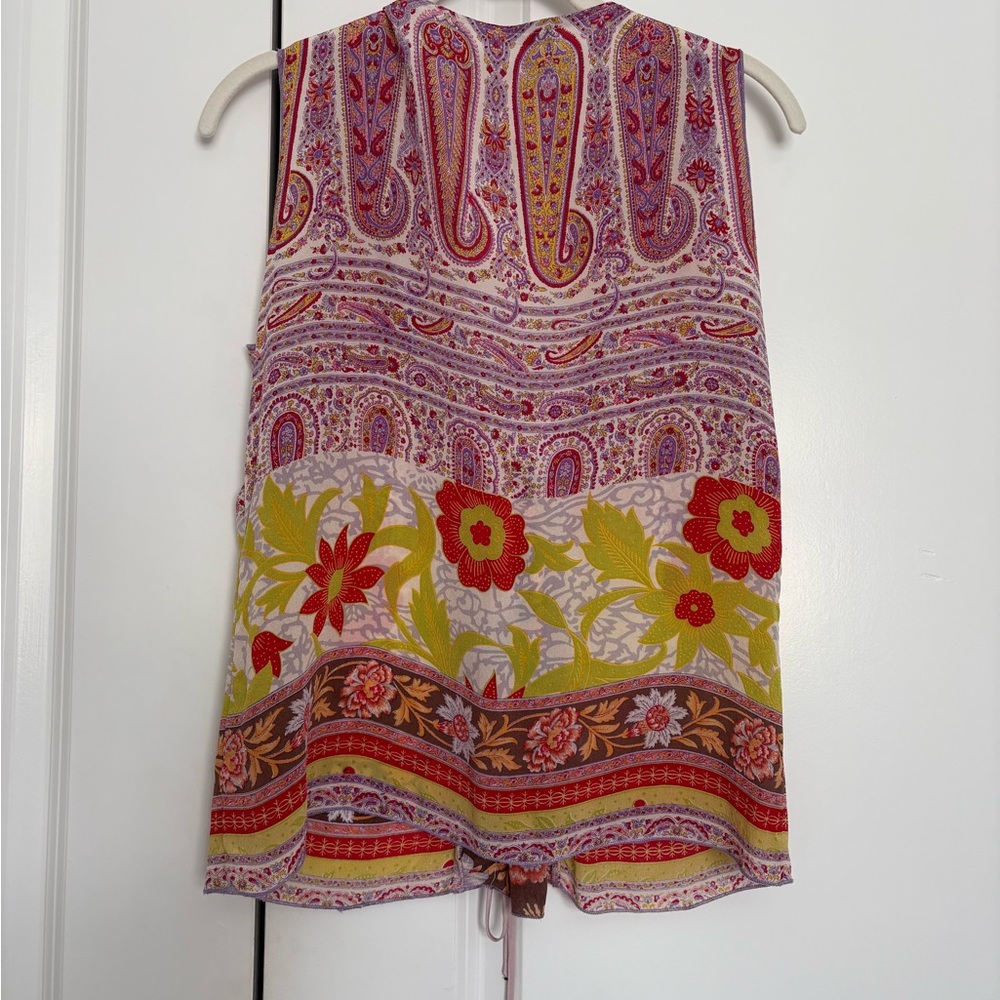 Hale Bob Pink and Purple Tie sleeveless blouse - Picture 2 of 4